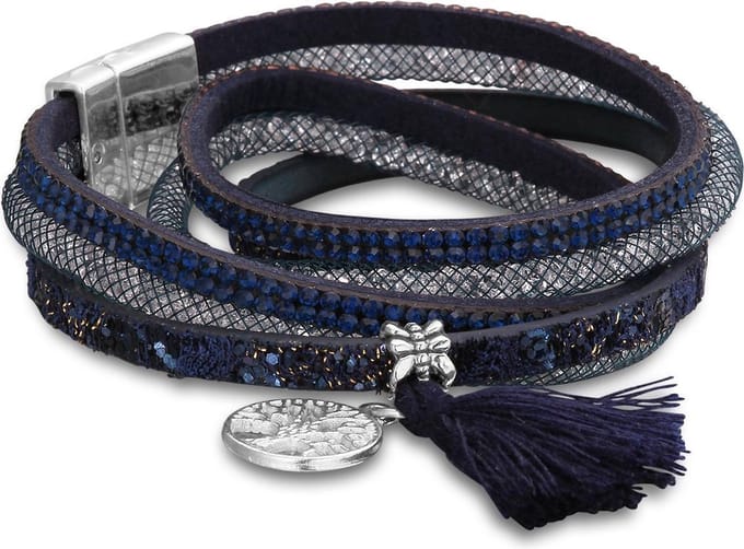 Montebello Armband Rani Blue - PU Leer - Bedels - 19cm
