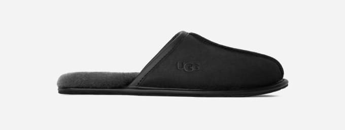 UGG® Scuff for Men in Black, Size 12, Leather/Polyester/Wool