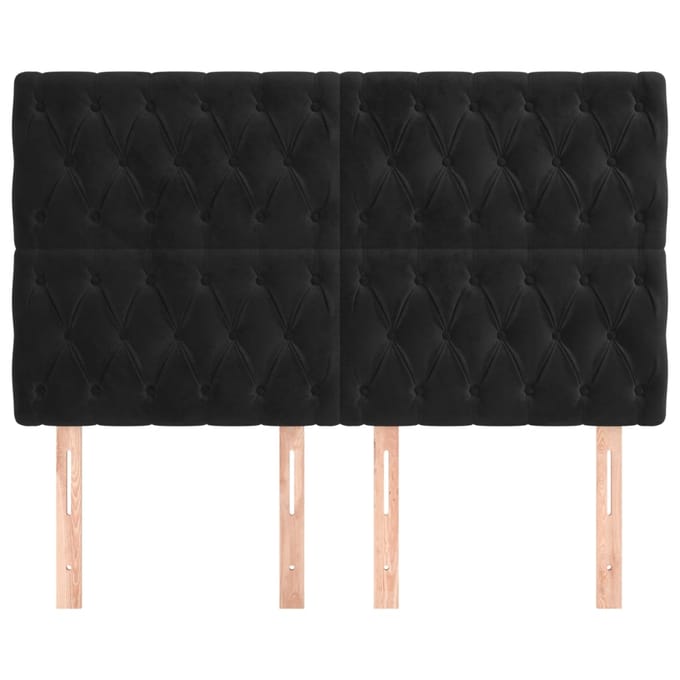 vidaXL - Hoofdbord - zwart - 144x7x118/128 - cm - fluweel