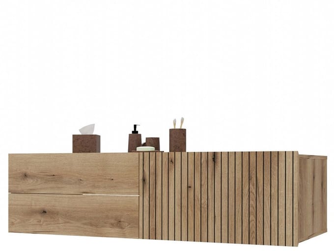 Badkamerkast TIGO 1D2S met 1 deur & 2 lades - Modern & functioneel | Kleur: Evoke Eiken