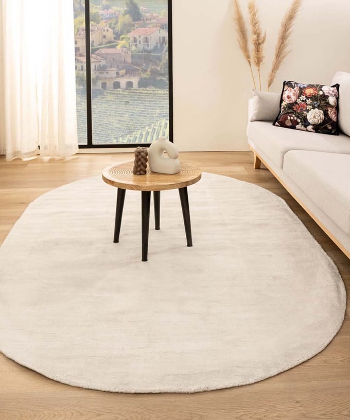 Viscose vloerkleed ovaal - Glamour wit 200x300