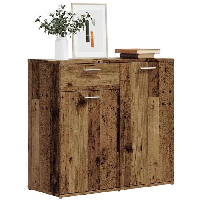 vidaXL - Dressoir - 80x36x75 - cm - bewerkt - hout - oud - houtkleurig