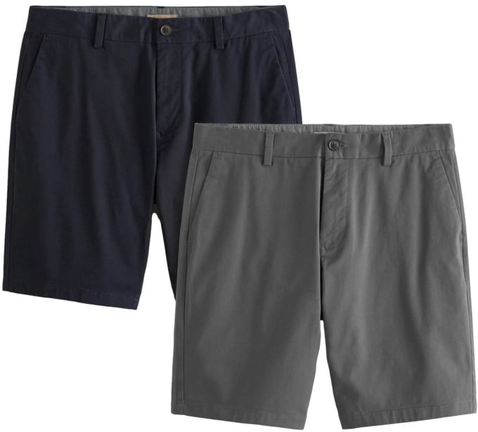 Next - Heren - Straight fit - Set van 2 chinoshorts met stretch - Blauw