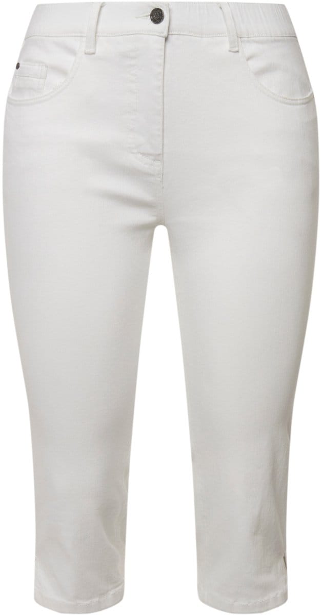 Ulla Popken - Dames - Capri-jeans Sarah smal 5-pocket model zoomsplit - Wit denim - Maat 60