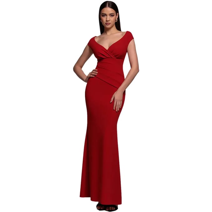 Damesjurk Goddiva Bardot Maxi