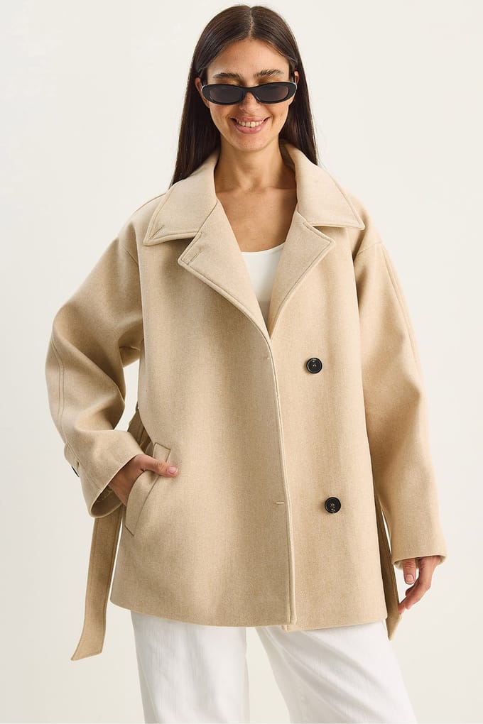 Oversized Midi Jas met Knopsluiting