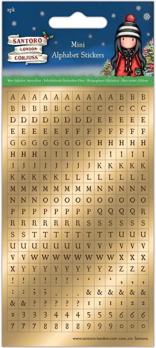 Mini Foil Alphabet Stickers (2pk) - Santoro - Christmas