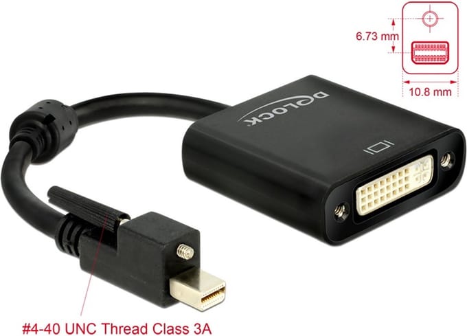 Delock 62639 Mini-displayport / DVI Adapter [1x Mini-DisplayPort stekker - 1x DVI] Meerdere kleuren 0.25 m