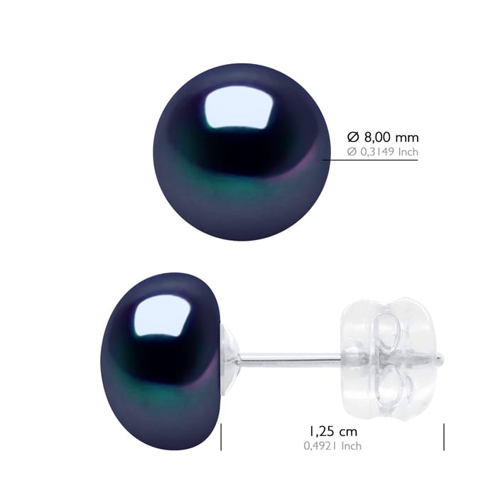 Oorbellen Wit Goud - Echte Gecultiveerde Zoetwater Parel Knop 8-9 mm