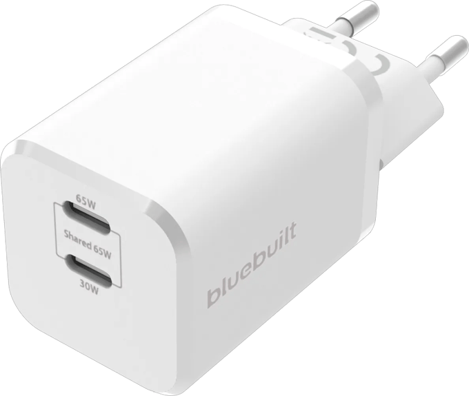 BlueBuilt Power Delivery Oplader met 2 Usb C Poorten 65W Wit