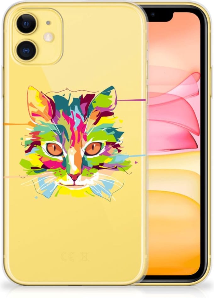 Back Cover voor Apple iPhone 11 Telefoonhoesje met Naam Cat Color