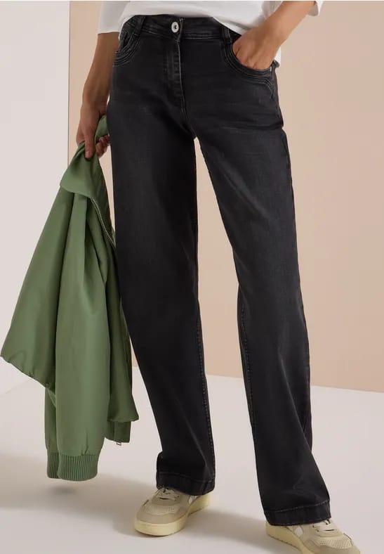 High-waist wide leg jeans in een loose fit