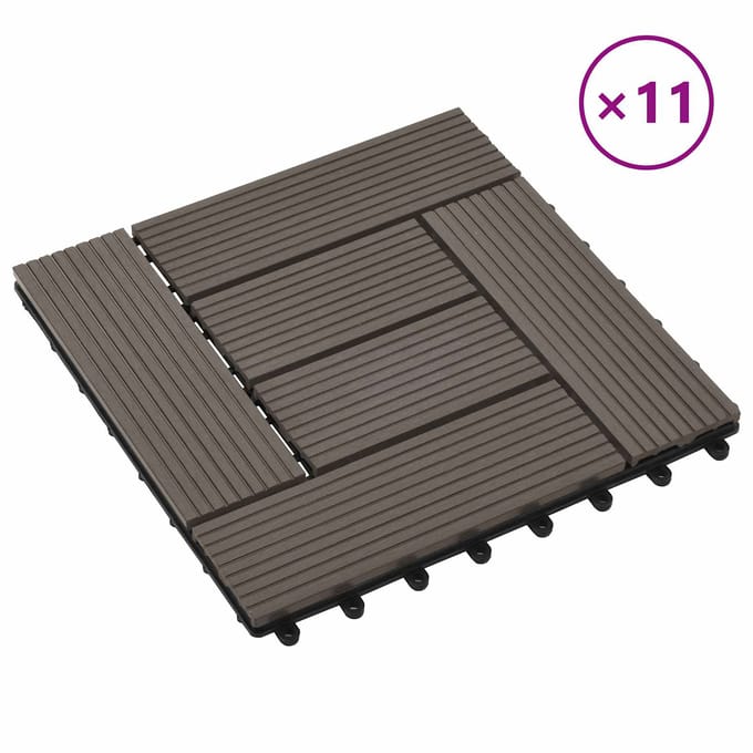 vidaXL - Terras - Tegel - 11 - st - Donkerbruin - 30 - x - 30 - cm - WPC
