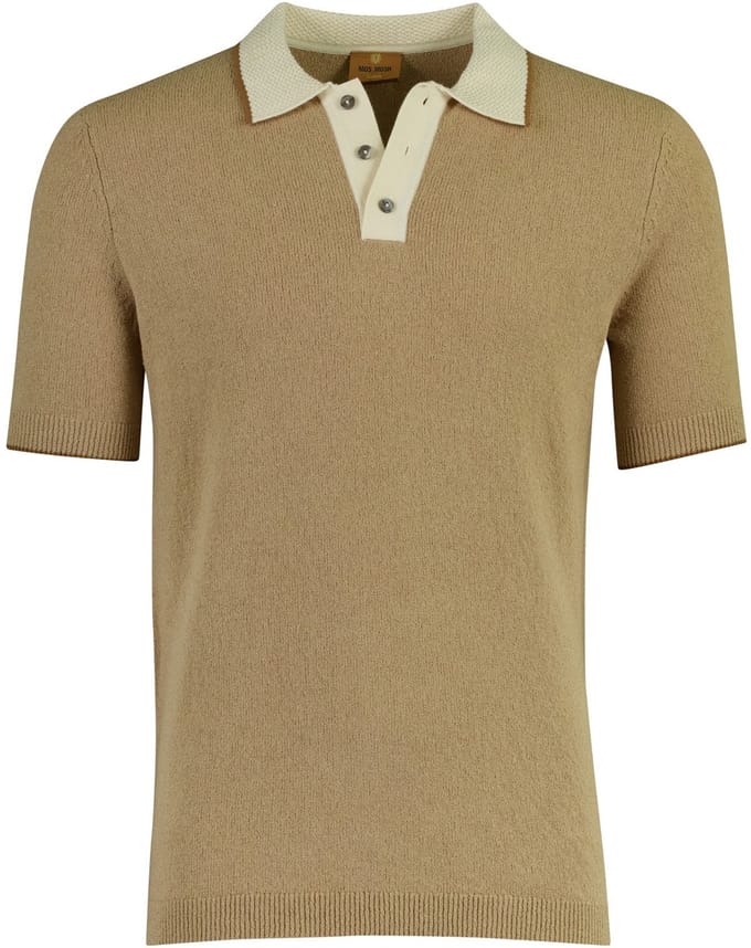 Poloshirt beige Mos Mosh stretch normale fit