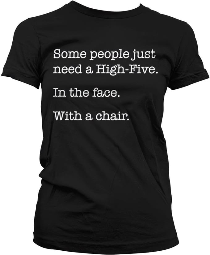 Hybris Some People Just Need A High Five Girly T-shirt voor dames, zwart