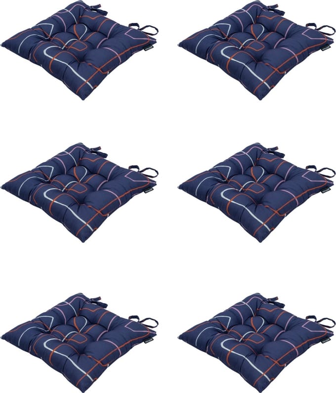 Madison - Zitkussen - Universeel - 6 stuks - 46 x 46 cm - Joah Indigo - Tuin - Toscane