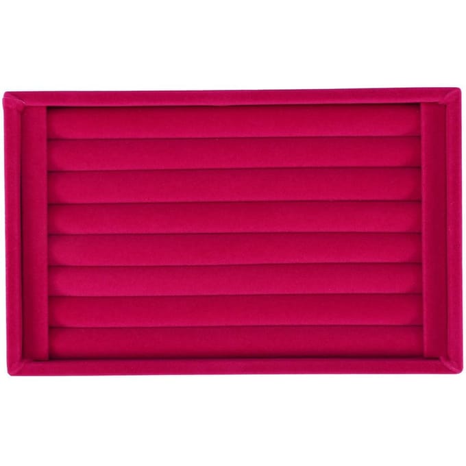 Ring Display Tray Sleuf Mode Sieraden Organizer Houder Koffer Doos Vitrine Roze