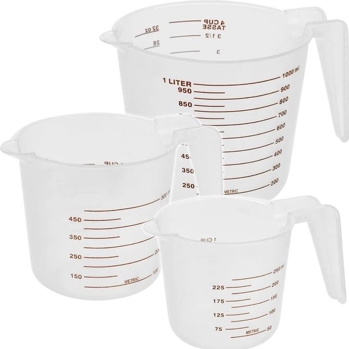Keuken artikelen maatbekers set van 3 stuks 250-500-1000 ML