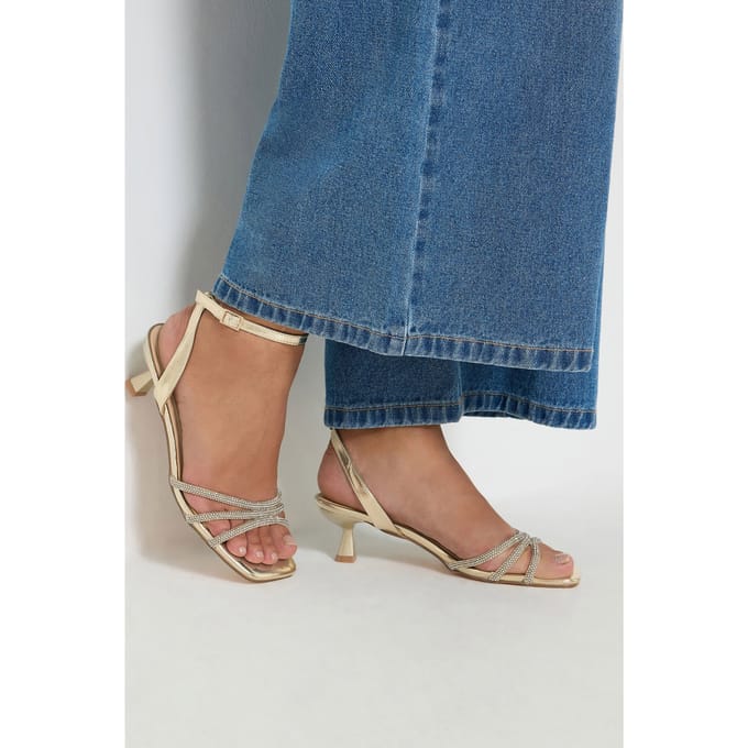 Yours Goudkleurige Glitterpumps Met Bandjes In Brede Epasvormsize 37EEE