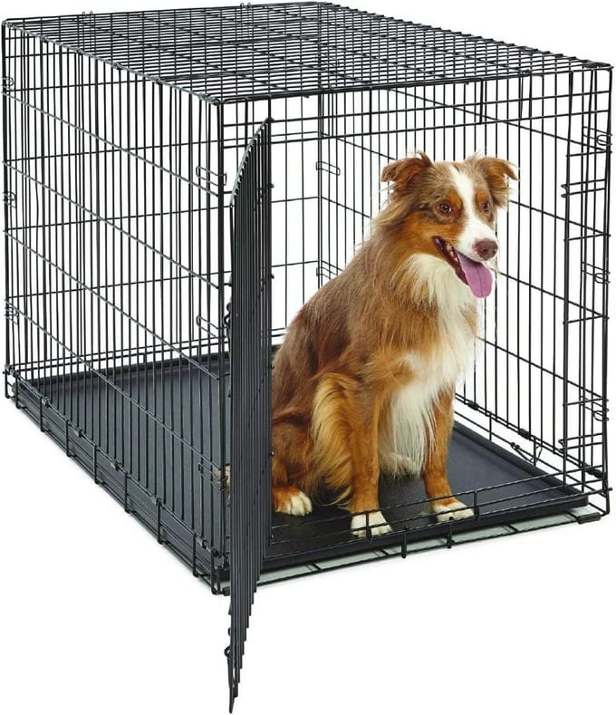 Grote opvouwbare hondenkrat met dubbele deur – 42 l x 28 B x 70 cm