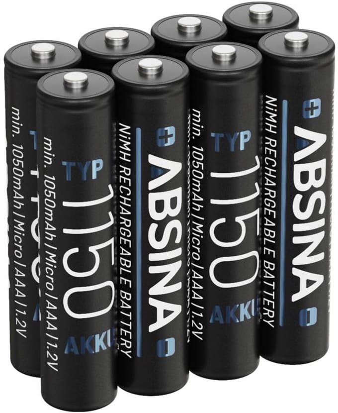 Absina Oplaadbare AAA batterij (potlood) NiMH 1.2 V 8 stuk(s)