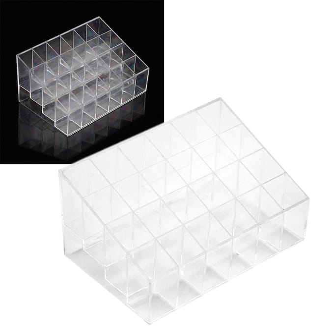 Transparante 24 Vakken Lippenstift Houder Organizer Display Standaard Nagellak Make-up Opbergdoos white