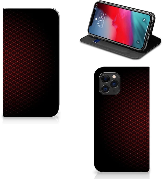 Apple iPhone 11 Pro Hoesje met Magneet Geruit Rood