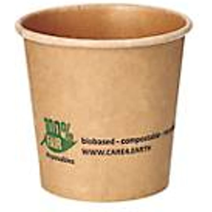 Pure Papstar snack potjes, 90 ml, Ø 60 x 58 mm, composteerbaar, karton, bruin, 50 stuks