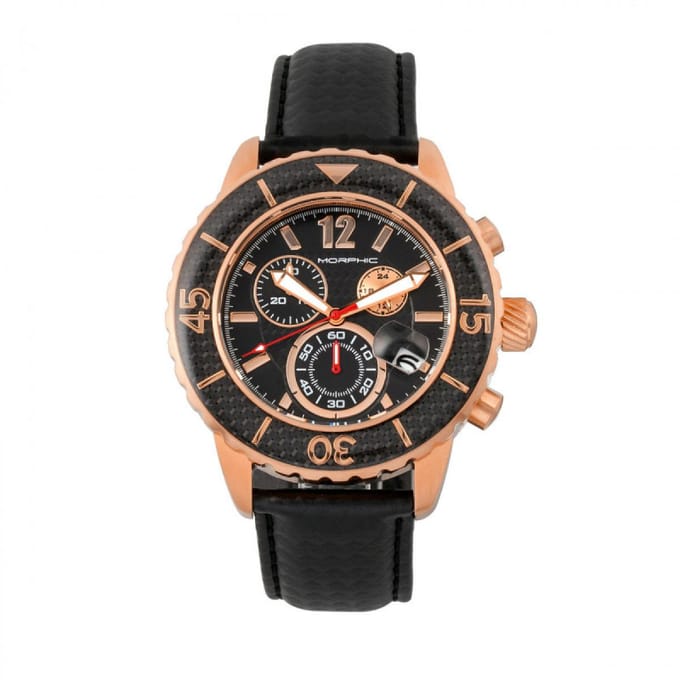 Morphic M51-serie chronograaf horloge met leren band met datum