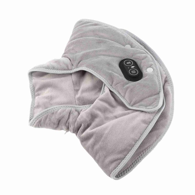 Coussin chauffant gris pour le cou et les épaules, réglage de la température sur 3 niveaux, mode massage, tissu sable gray
