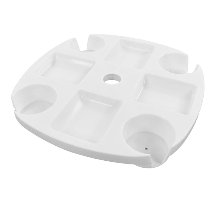 Strandparasol Tafelblad Wit Rond Parasolblad met 4 Bekerhouders voor Snack Drank white