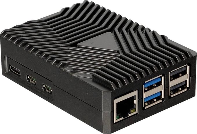 Joy-it RB-AlucaseP5-09 SBC-behuizing Geschikt voor serie: Raspberry Pi® Incl. passieve koeler Zwart