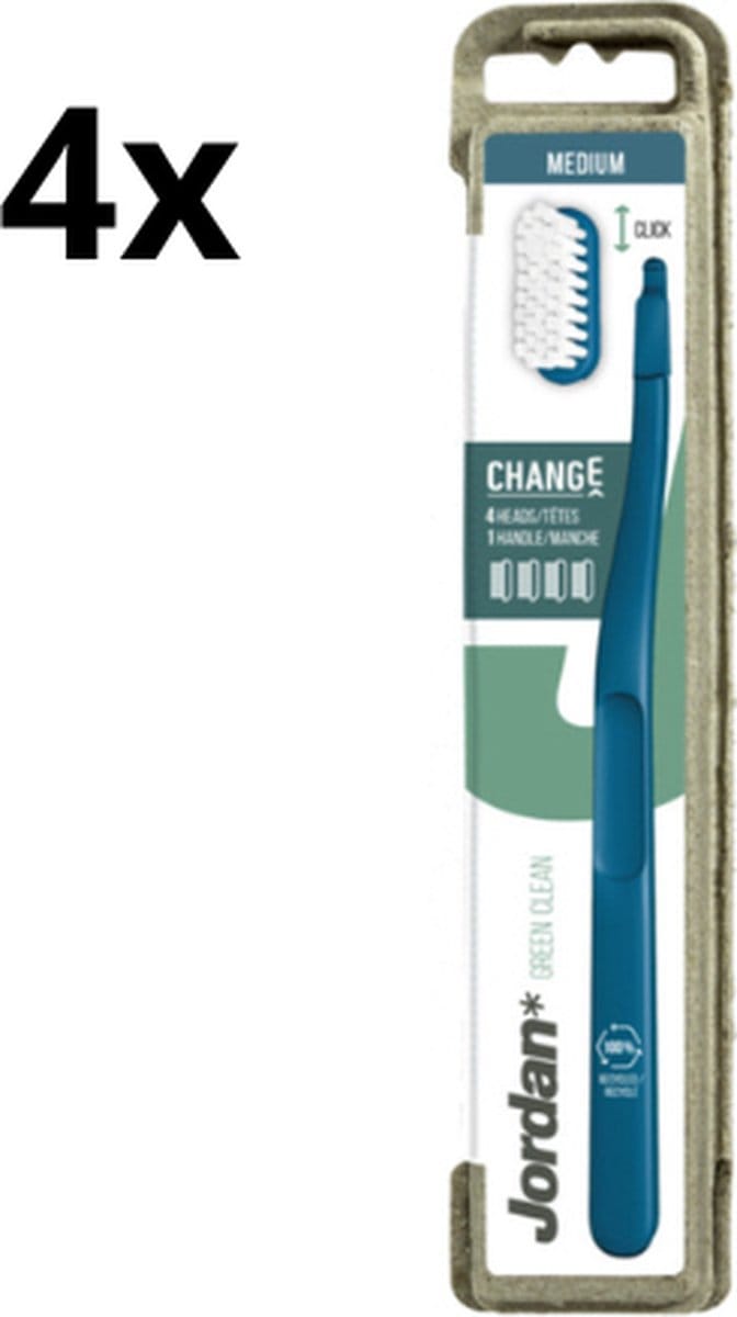 4x Jordan Tandenborstel Green Clean Change Medium 4-pack