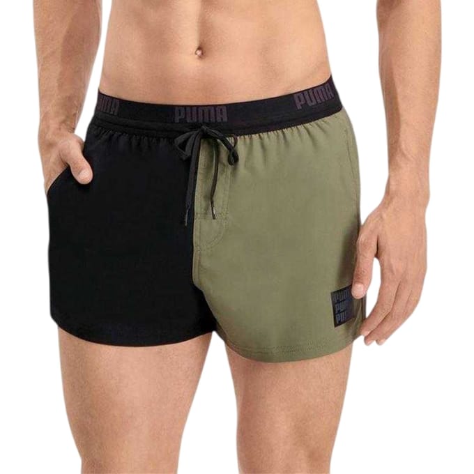 Puma Heren Kleurblok Zwemshort (Zwart/Kaki)