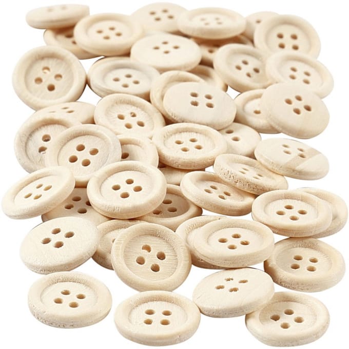 CC Houten Knopen 15 mm 50 stuks