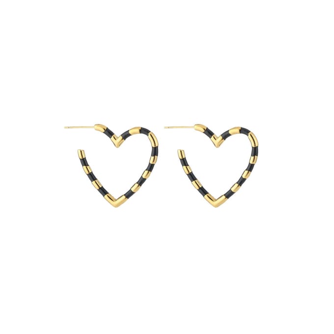 She life style - kleurvolle hart oorbellen - Goud / Zwart