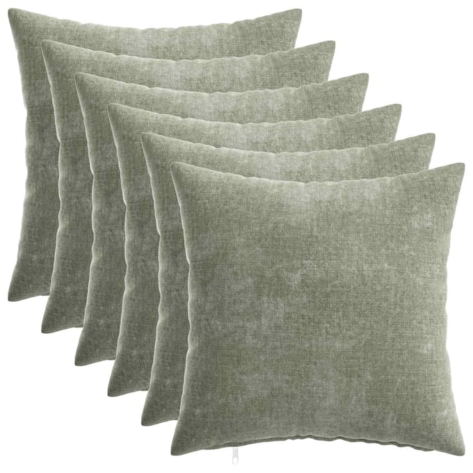 vidaXL - Kussensloop - 6 - st - HEERLEN - Groen - 30 - x - 30 - cm - Chenille - Stof