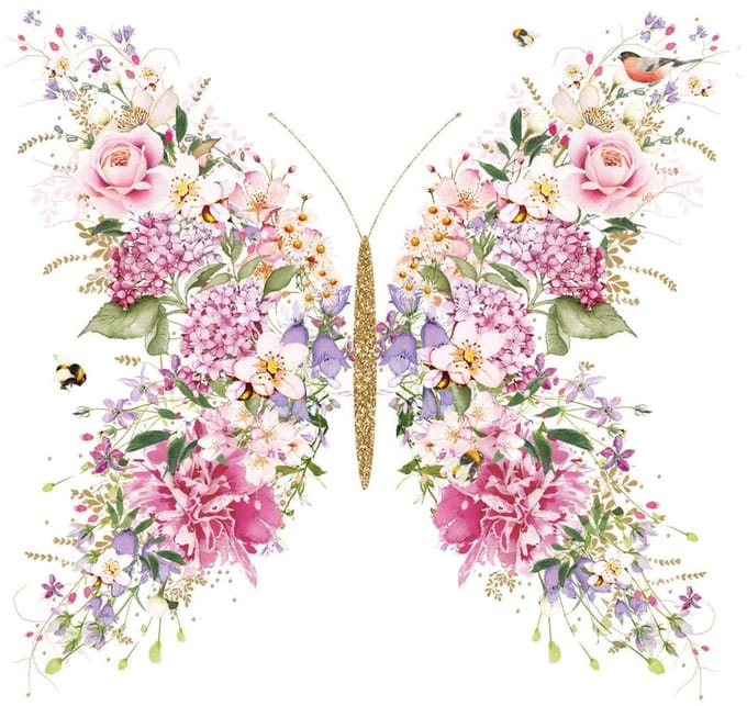 Lunch servetten - Papillon et fleurs Vlinder Bloemen