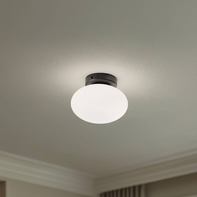 Domiluce Plafondlamp Ufo, zwart/wit, Ø 18 cm, glas, G9