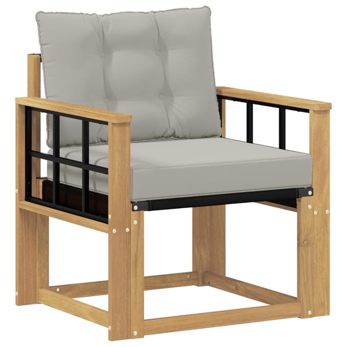 vidaXL - Buitensofa - Massief - Acaciahout - en - Textilene - Wit
