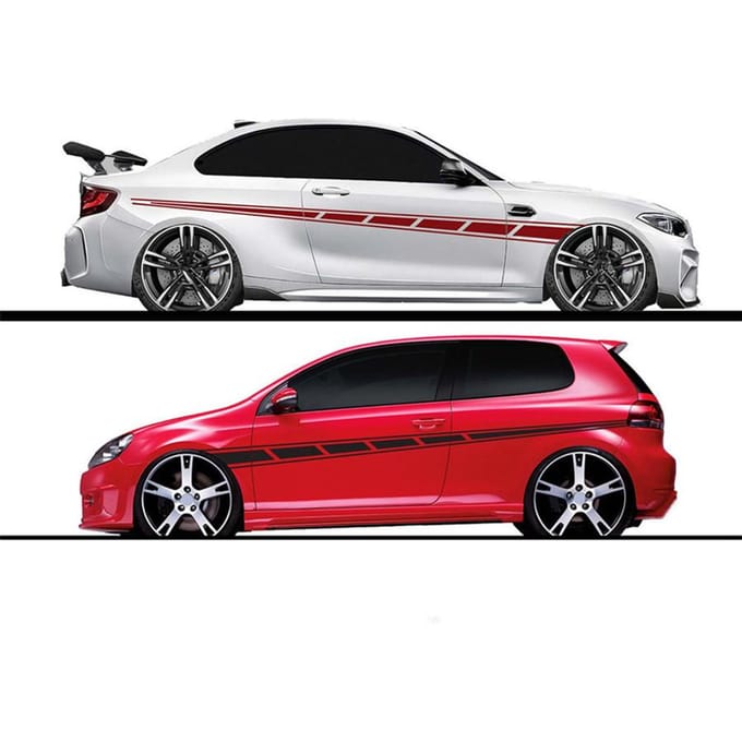 2x Auto Body Sides Decal Stickers Matte Black Streamline Stijl Universeel black