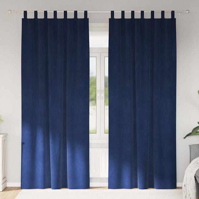 vidaXL - Gordijnen - 2 - st - Donkerblauw - 140 - x - 245 - cm - fluweel
