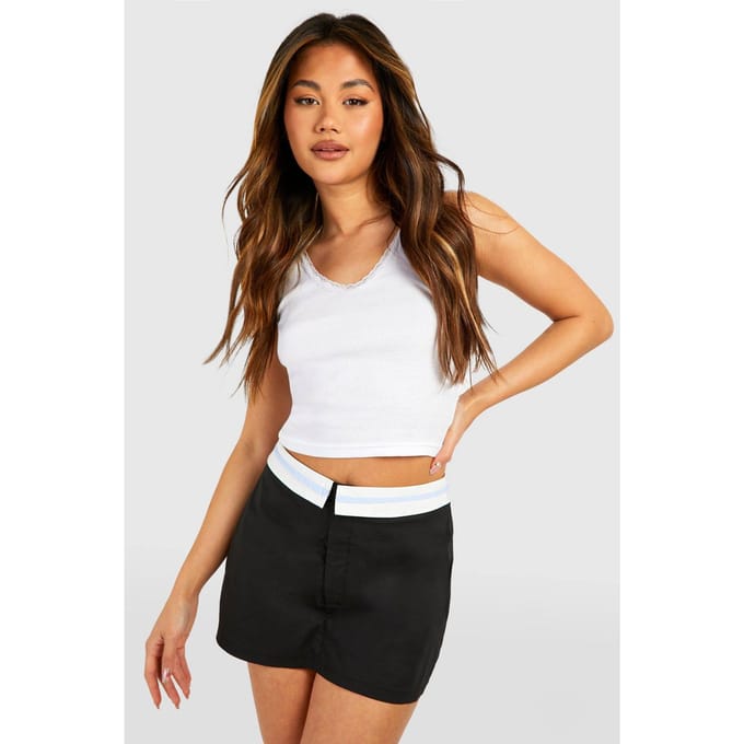 boohoo Dames Contrast Taille Skort | Zwart | Maat: 34