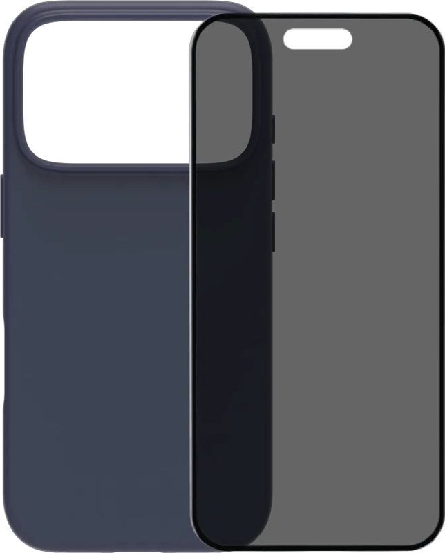 BlueBuilt Protective Back Cover met MagSafe iPhone 17 Pro Blauw + BlueBuilt iPhone 17 Pro Privacy Screenprotector Glas
