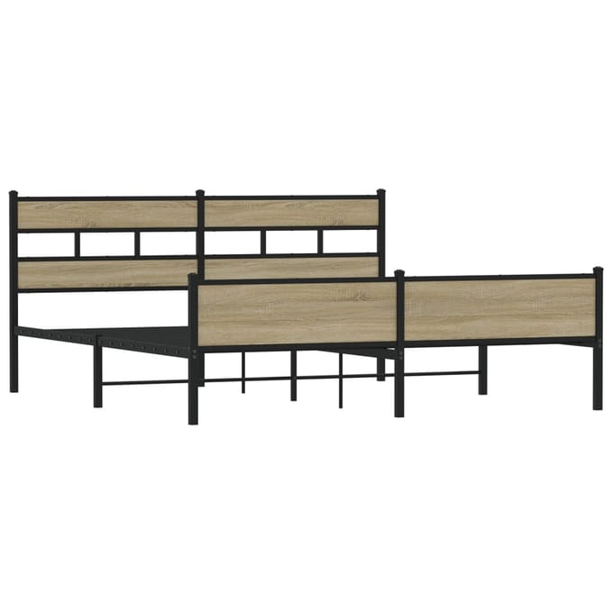vidaXL - Bedframe - zonder - matras - metaal - sonoma - eikenkleurig - 193x203 - cm