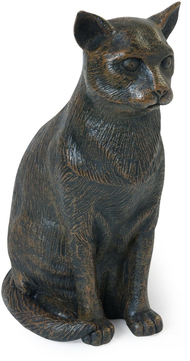 kattenurn asbeeld zittende kat bronskleur katten urn