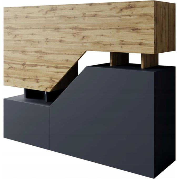 Lendo Double Serie - Opbergkast - Grafiet - Dąb Wotan - 120x100x35 cm