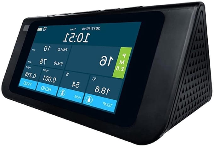 Luchtkwaliteitsmonitor - Luchtkwaliteitsdetector - Binnenlucht Meten - Multifunctionele Testen - 7-inch Kleurenscherm - Zwart