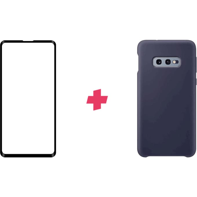 Bundel: Samsung Galaxy S10e screenprotector + blauw Siliconen hoesje