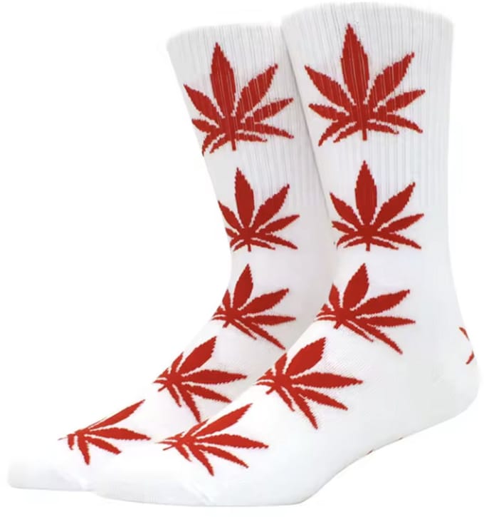 CHPN - Wiet sokken - Weed socks - Cadeau - Sokken - Wit/Rood - Unisex - One size - 36-46